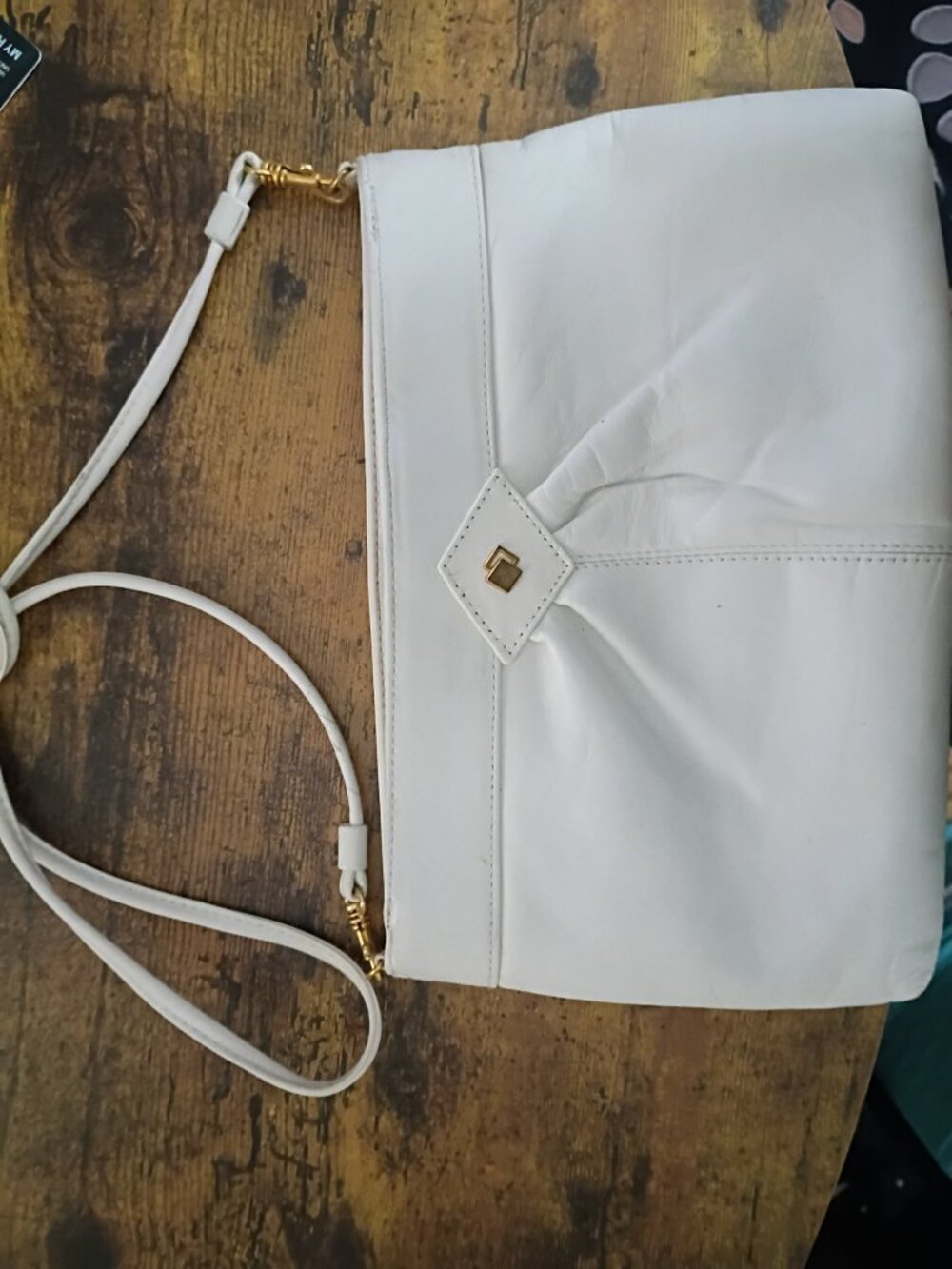 White Leather Clutch - Objectives - Clean Minimalist Style